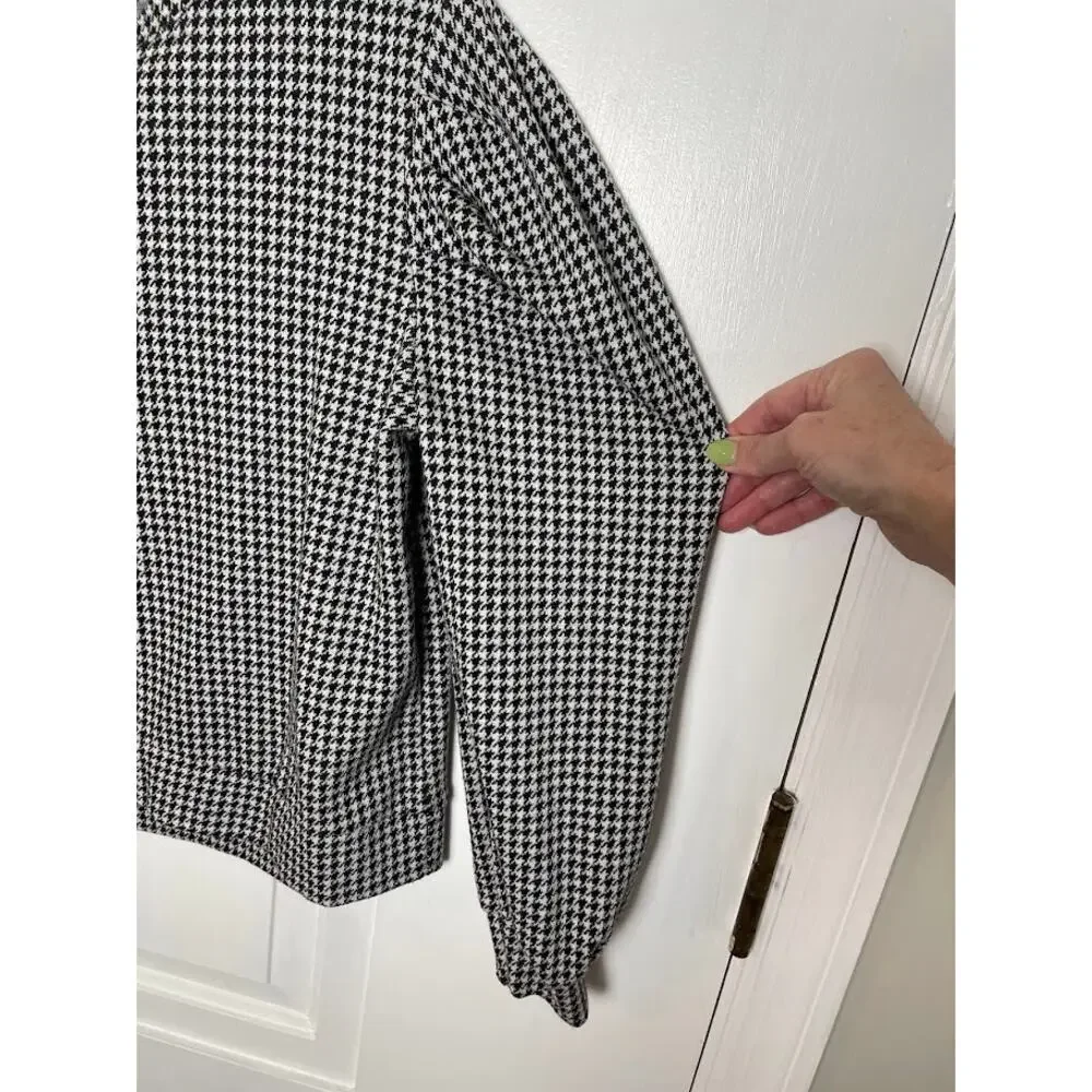 Zara Juniors Houndstooth Puff Sleeve Top Size 13-14 Countryside Crewneck Top